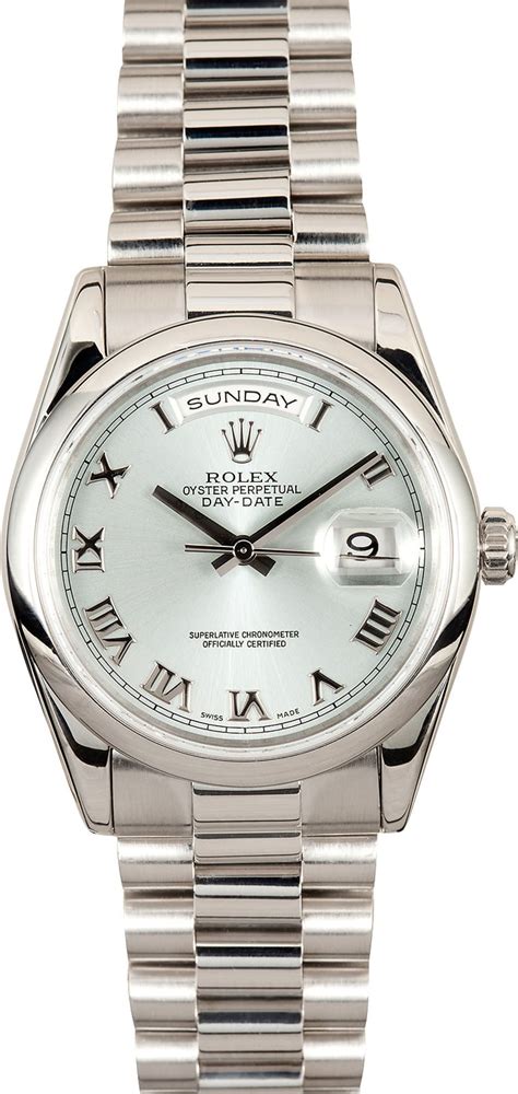 rolex day date 36mm platinum 118206 sip|rolex oyster day date model.